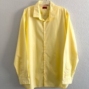 Alfani Slim Fit Mens Butter Yellow Button Down Dress Shirt Stretch Colorcore XL